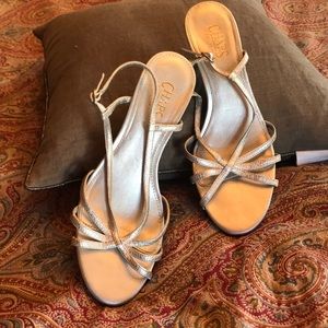 Ralph Lauren Kitten Heel silver shoe